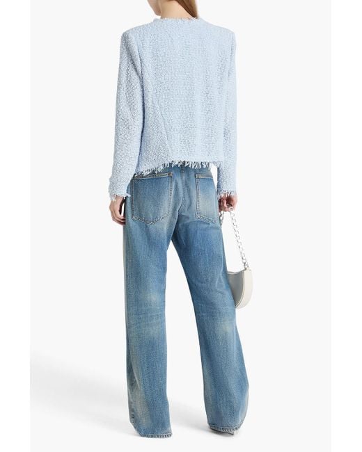IRO Blue Jacke aus bouclé-strick aus einer baumwollmischung mit fransen
