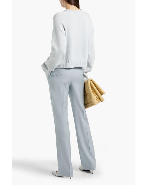 Loulou de Saison White Bruzzi Merino Wool And Cashmere-blend Sweater