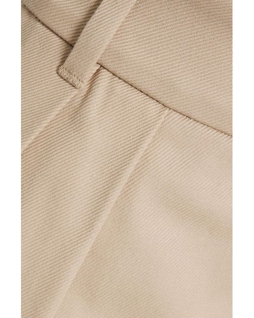 Brunello Cucinelli Natural Pleated Cotton-blend Twill Maxi Wrap Skirt
