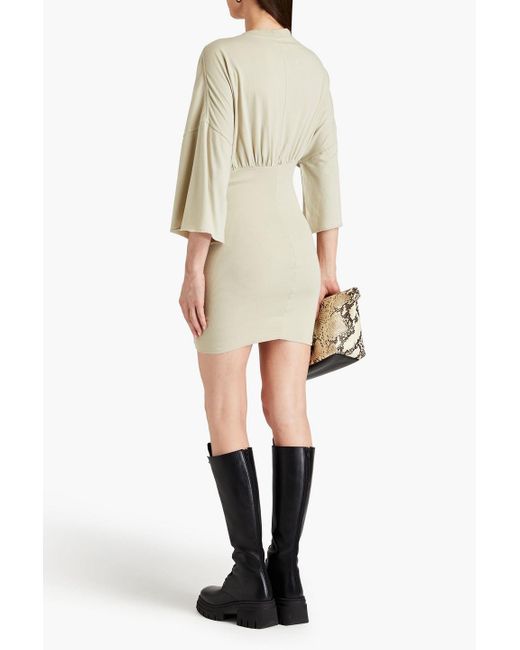 Rick Owens Natural Gathered Cotton-jersey Mini Dress