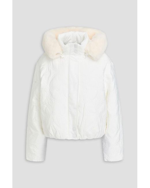 Maje White Quilted Shell Hooded Jacket