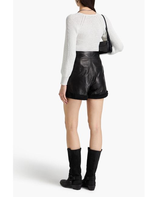IRO Black Shorts aus leder mit velourslederbesatz