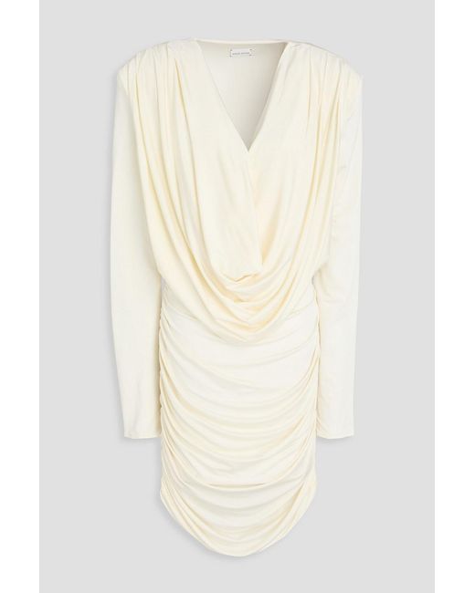 Magda Butrym Natural Ruched Draped Jersey Mini Dress