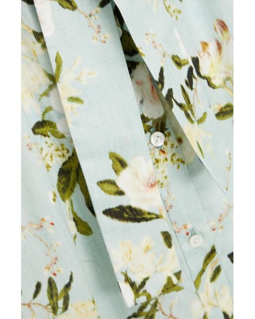 Erdem White Soleil Floral-print Cotton-poplin Mini Dress