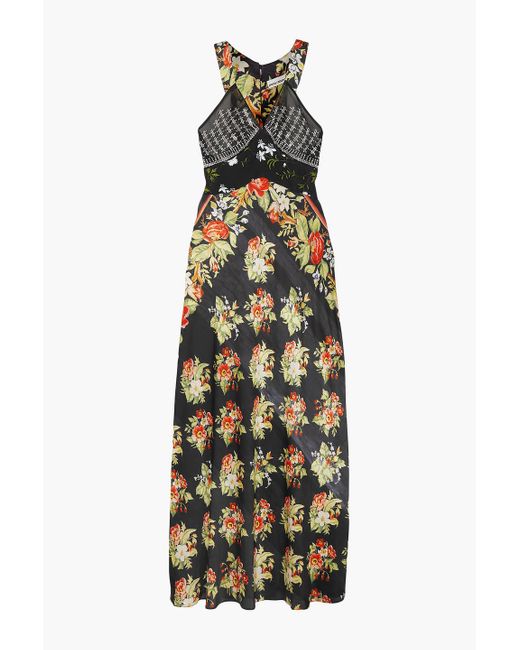 Paco Rabanne Black Floral Print Maxi Dress