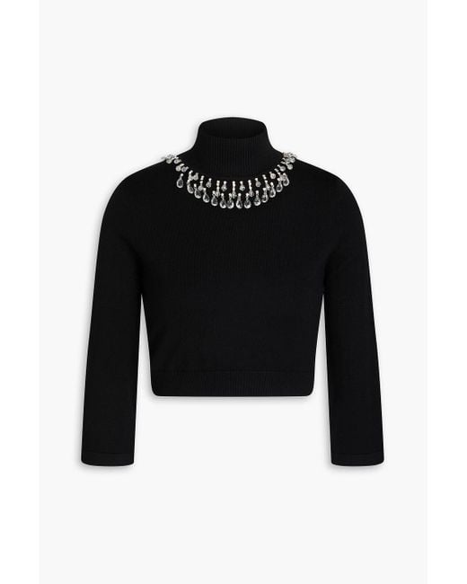 Zimmermann Cropped Crystal-embellished Wool Turtleneck