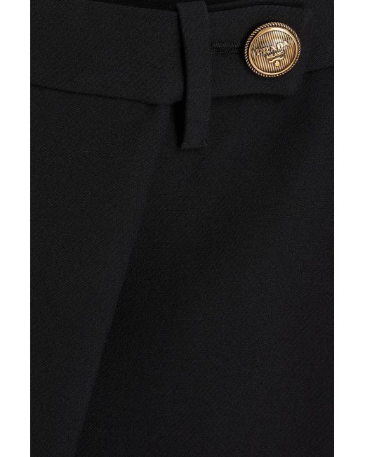 Prada Black Layered Wool And Silk-Blend Crepe And Satin Midi Wrap Skirt