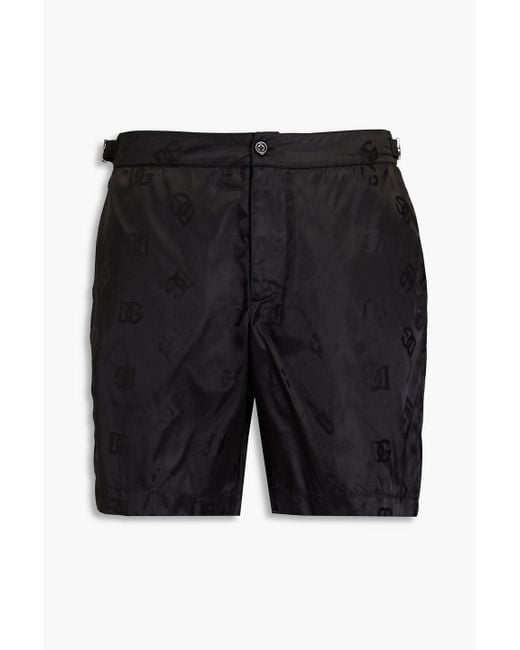 Dolce & Gabbana Black Mid-length Jacquard Swim Shorts for men