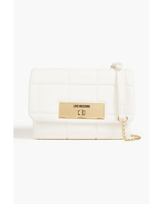 Love Moschino Quilted Faux Leather Shoulder Bag in White Lyst