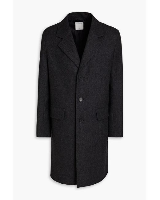 Sandro Black Mélange Wool-blend Felt Coat for men