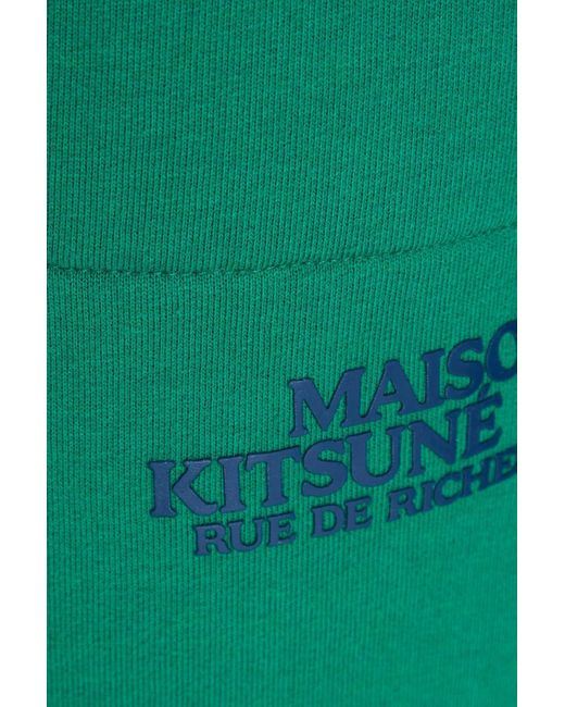 Maison Kitsuné Green Logo-print Cotton And Wool-blend Fleece Sweatpants for men