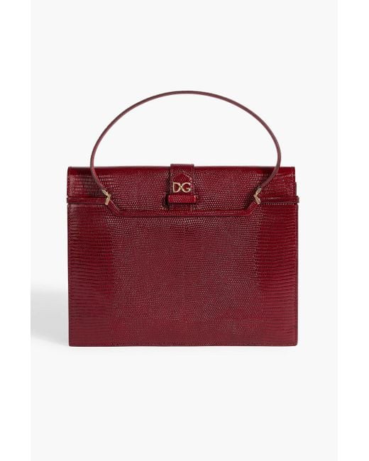 Dolce & Gabbana Red Ingrid Small Lizard-effect Leather Tote