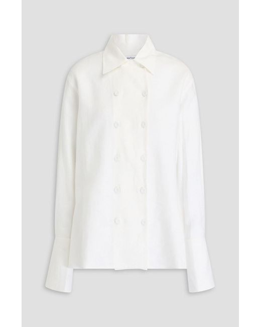 Another Tomorrow White Doppelreihiges hemd aus leinen