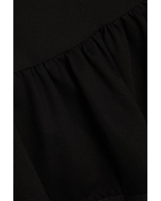 Jil Sander Black Tiered Cotton-Twill And Poplin Midi Skirt
