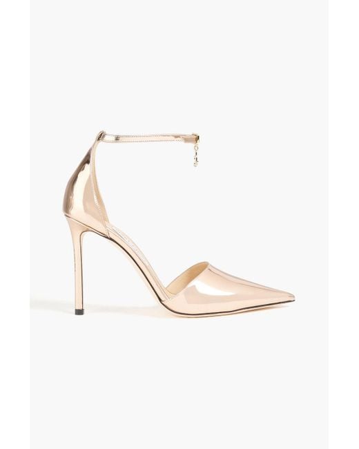 Jimmy Choo White Leni 100 Embellished Leather Pumps