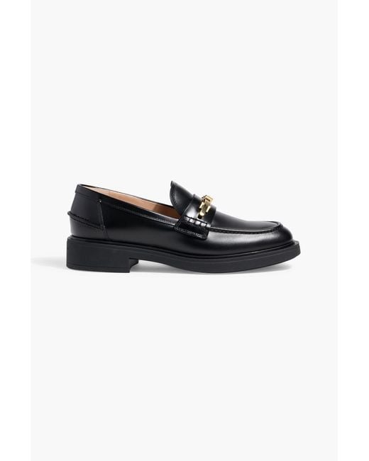 Gianvito Rossi Black Martine Buckle-Embellished Leather Loafers