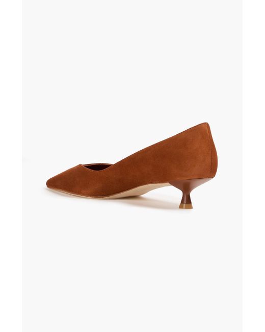 Stuart Weitzman White Eva 35 Suede Pumps