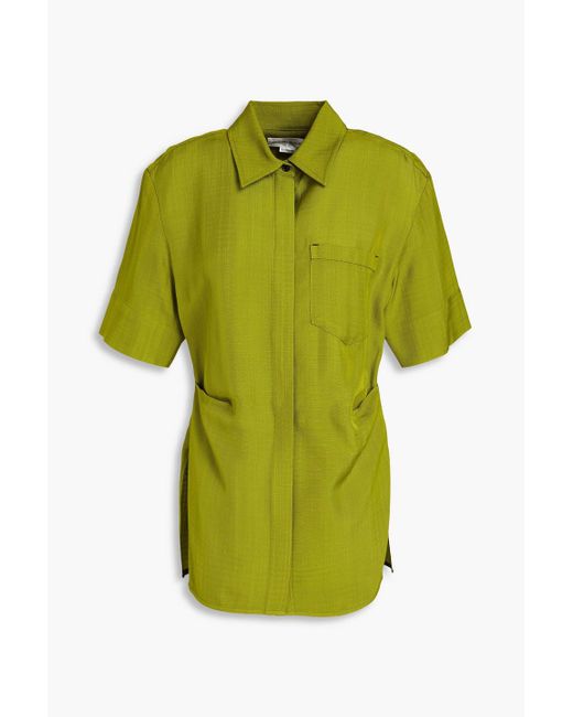 Victoria Beckham Green Pleated Crepe Shirt