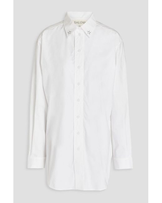 Saloni White Gigi hemd aus baumwollpopeline