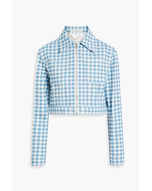 Emilia Wickstead Blue Ignis Cropped Gingham Cotton-twill Jacket