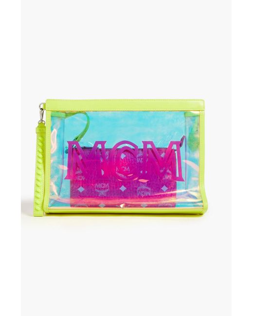 MCM Pink Iridescent Printed Pvc Pouch