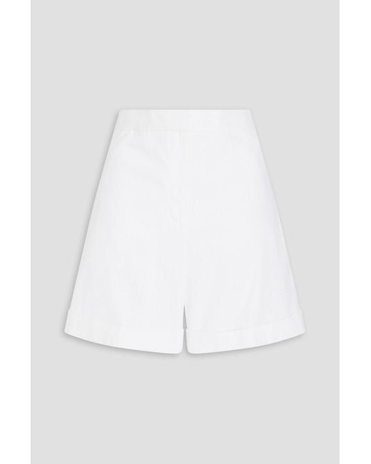 Theory White Cotton-blend Piqué Shorts