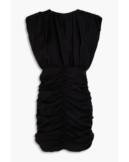 Sandro Black Ruched Crinkled-twill Mini Dress