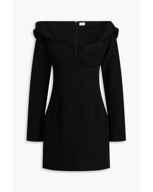 Magda Butrym Black Off-The-Shoulder Wool-Blend Crepe Mini Dress