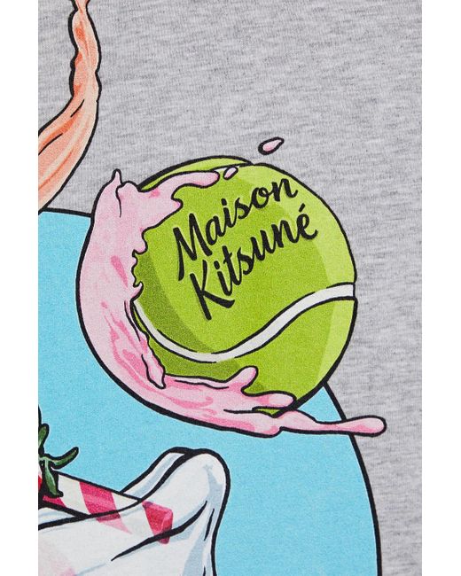 Maison Kitsuné T-shirt aus baumwoll-jersey mit print in Gray für Herren