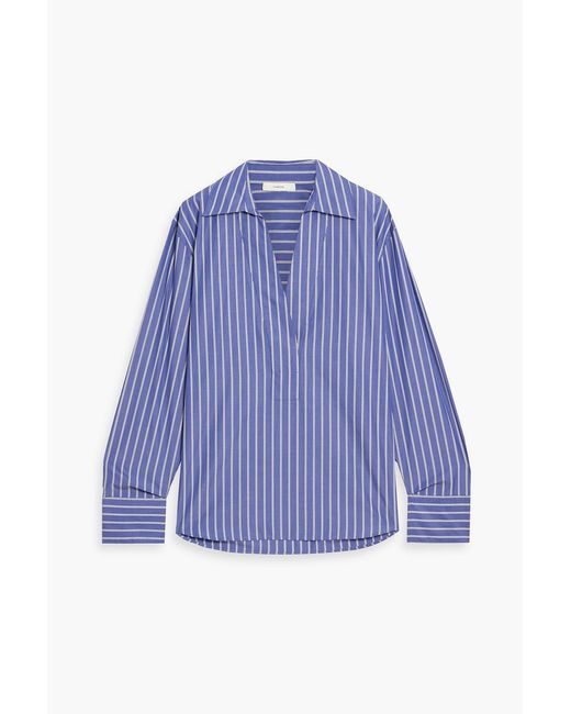 Vince Blue Striped Cotton-Poplin Blouse