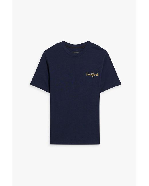 Rag & Bone Blue Embroidered Printed Cotton-jersey T-shirt for men
