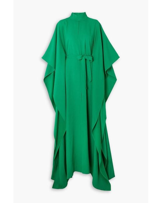 ‎Taller Marmo Green Mrs. Hall Open-back Belted Crepe Kaftan