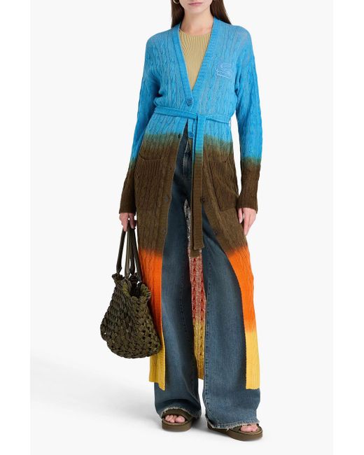 Etro Dégradé Cable-knit Wool Cardigan in Blue | Lyst