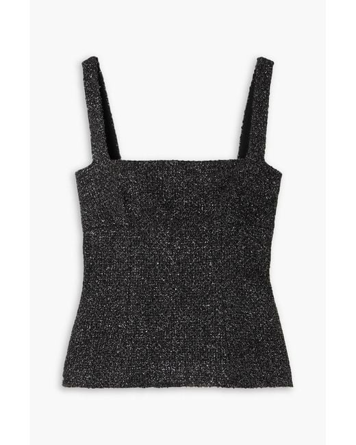 Emilia Wickstead Black Trixie Metallic Tweed Top
