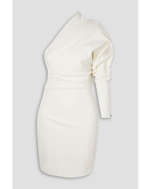 Rick Owens Diana One-sleeve Draped Crepe Mini Dress in White