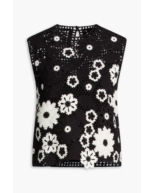 Maje Black Crocheted Cotton Top