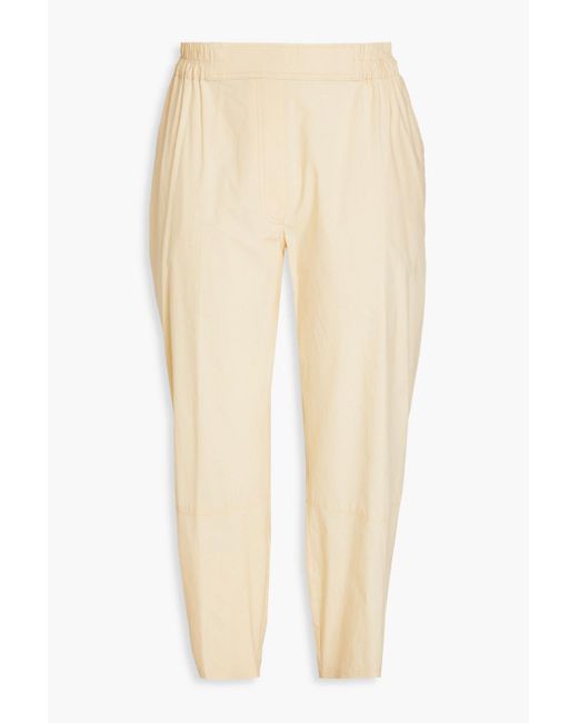 Gentry Portofino Natural Cropped Cotton-poplin Tapered Pants