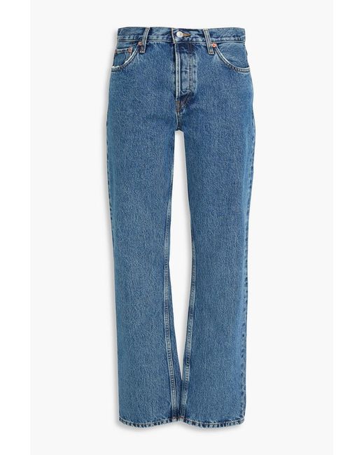 Re/done Blue Standard High-Rise Straight-Leg Jeans