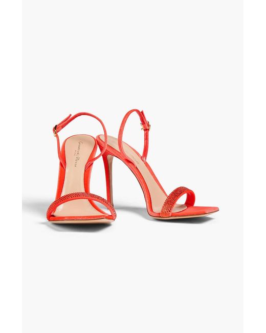 Gianvito Rossi Red Britney Crystal-Embellished Velvet Slingback Sandals