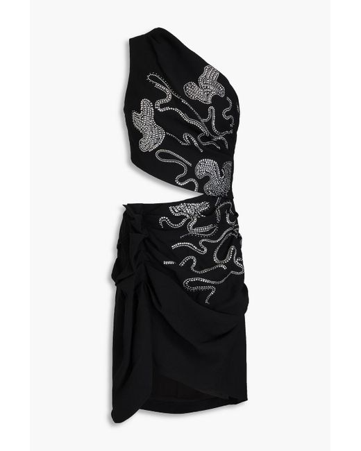 IRO Black Verziertes minikleid aus crêpe mit cut-outs und asymmetrischer schulterpartie