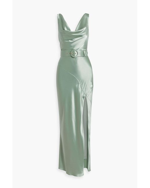 Nicholas Green Bette drapiertes maxikleid aus satin mit gürtel
