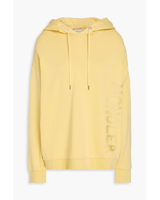 Moncler Yellow Printed Cotton-Blend Fleece Hoodie