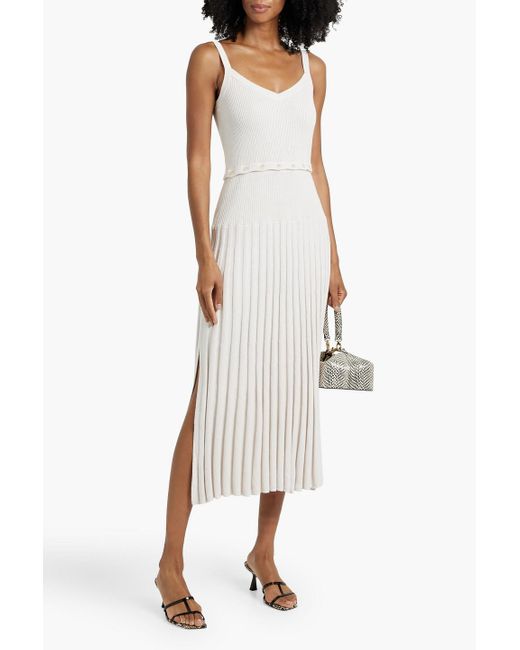 NAADAM White Geripptes midikleid aus einer baumwoll-kaschmirmischung