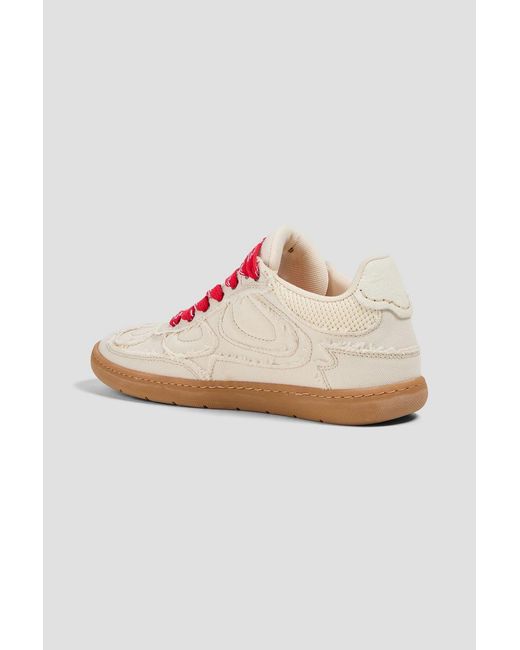 Ganni Pink 08 Frayed Canvas Sneakers