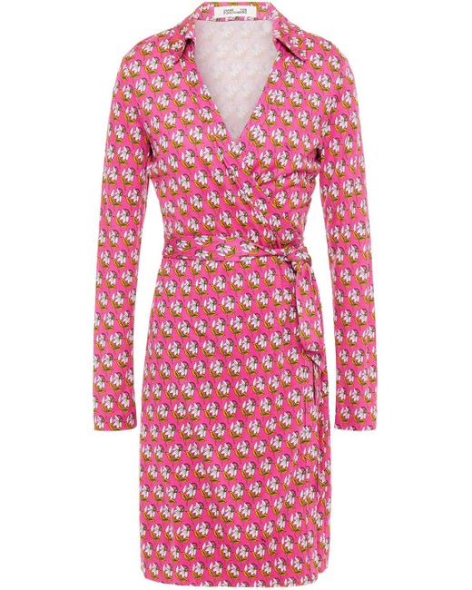 Diane von Furstenberg Pink New Jeanne Two Printed Silk-jersey Wrap Dress