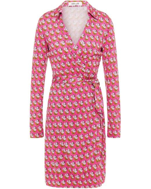 Diane von Furstenberg Pink New Jeanne Two Printed Silk-jersey Wrap Dress