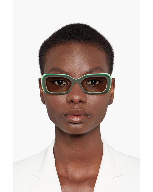 Zimmermann Green Rectangle-Frame Acetate Sunglasses