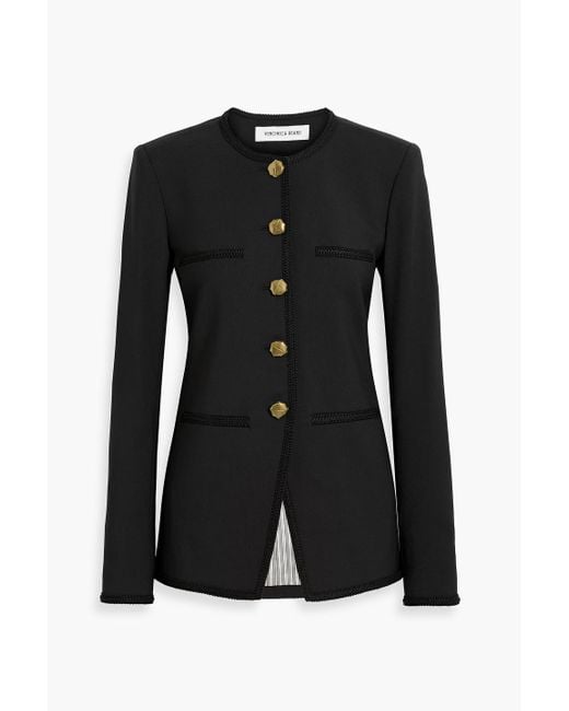 Veronica Beard Black Alessia Braid-Trimmed Twill Jacket
