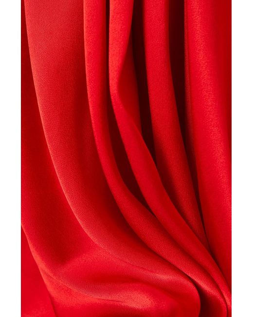 Halpern Red Cutout Sequined Tulle And Satin Mini Dress