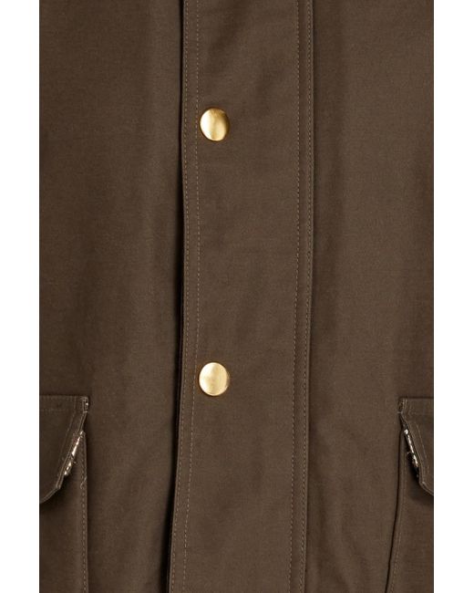 Maje Velvet-trimmed Cotton Jacket in Brown | Lyst Canada